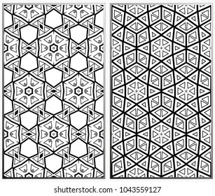 Seamless patterns set. Geometric ornaments. Abstract backgrounds. Vector illustration.