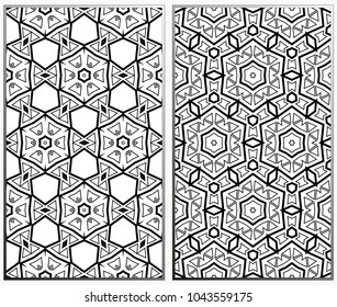 Seamless patterns set. Geometric ornaments. Abstract backgrounds. Vector illustration.