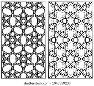 Seamless patterns set. Geometric ornaments. Abstract backgrounds. Vector illustration.