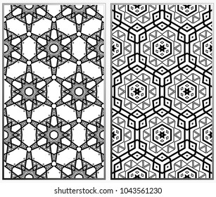Seamless patterns set. Geometric ornaments. Abstract backgrounds. Vector illustration.