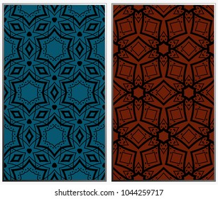 Seamless patterns set. Geometric ornaments. Abstract backgrounds. Vector illustration.