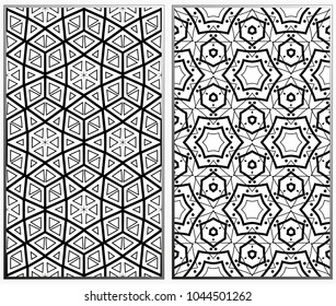 Seamless patterns set. Geometric ornaments. Abstract backgrounds. Vector illustration.