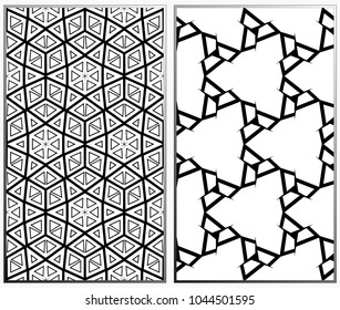 Seamless patterns set. Geometric ornaments. Abstract backgrounds. Vector illustration.