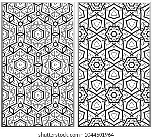 Seamless patterns set. Geometric ornaments. Abstract backgrounds. Vector illustration.