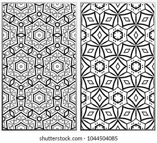 Seamless patterns set. Geometric ornaments. Abstract backgrounds. Vector illustration.