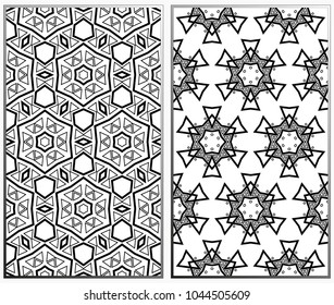 Seamless patterns set. Geometric ornaments. Abstract backgrounds. Vector illustration.