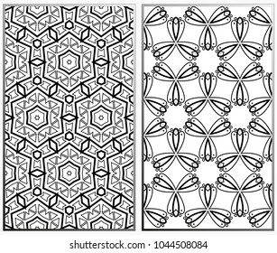 Seamless patterns set. Geometric ornaments. Abstract backgrounds. Vector illustration.