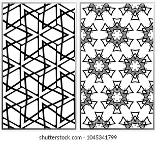 Seamless patterns set. Geometric ornaments. Abstract backgrounds. Vector illustration.