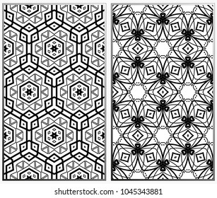 Seamless patterns set. Geometric ornaments. Abstract backgrounds. Vector illustration.