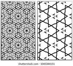 Seamless patterns set. Geometric ornaments. Abstract backgrounds. Vector illustration.