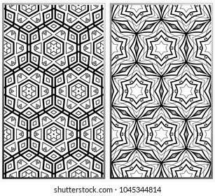 Seamless patterns set. Geometric ornaments. Abstract backgrounds. Vector illustration.