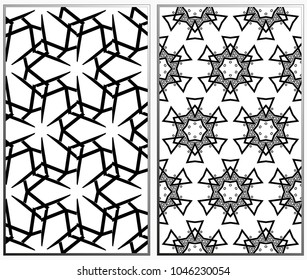 Seamless patterns set. Geometric ornaments. Abstract backgrounds. Vector illustration.
