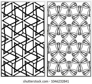 Seamless patterns set. Geometric ornaments. Abstract backgrounds. Vector illustration.