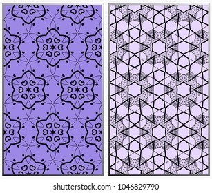 Seamless patterns set. Geometric ornaments. Abstract backgrounds. Vector illustration.