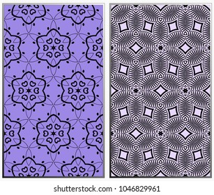 Seamless patterns set. Geometric ornaments. Abstract backgrounds. Vector illustration.