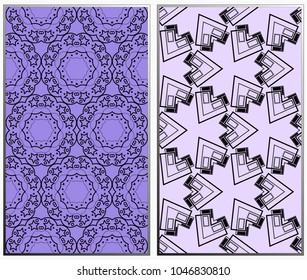 Seamless patterns set. Geometric ornaments. Abstract backgrounds. Vector illustration.
