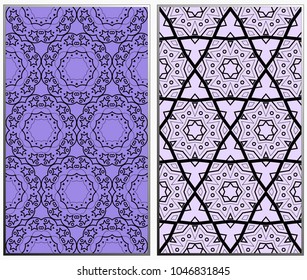 Seamless patterns set. Geometric ornaments. Abstract backgrounds. Vector illustration.