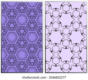 Seamless patterns set. Geometric ornaments. Abstract backgrounds. Vector illustration.