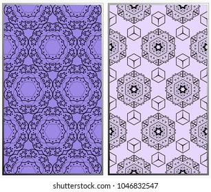 Seamless patterns set. Geometric ornaments. Abstract backgrounds. Vector illustration.
