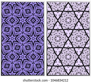 Seamless patterns set. Geometric ornaments. Abstract backgrounds. Vector illustration.