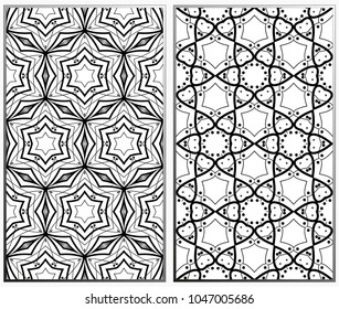 Seamless patterns set. Geometric ornaments. Abstract backgrounds. Vector illustration.