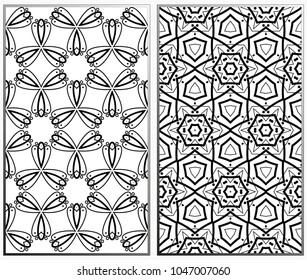 Seamless patterns set. Geometric ornaments. Abstract backgrounds. Vector illustration.