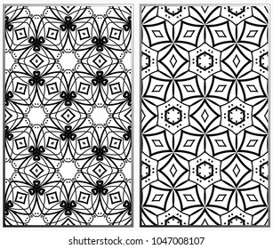 Seamless patterns set. Geometric ornaments. Abstract backgrounds. Vector illustration.