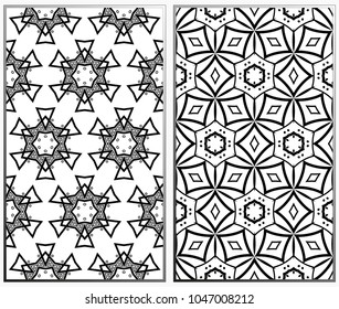 Seamless patterns set. Geometric ornaments. Abstract backgrounds. Vector illustration.