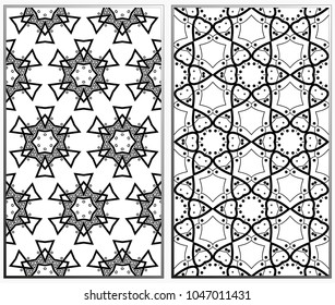 Seamless patterns set. Geometric ornaments. Abstract backgrounds. Vector illustration.