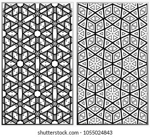 Seamless patterns set. Geometric ornaments. Abstract backgrounds. Vector illustration.