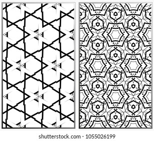 Seamless patterns set. Geometric ornaments. Abstract backgrounds. Vector illustration.