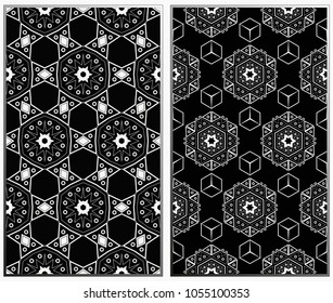 Seamless patterns set. Geometric ornaments. Abstract backgrounds. Vector illustration.