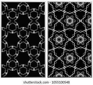 Seamless patterns set. Geometric ornaments. Abstract backgrounds. Vector illustration.