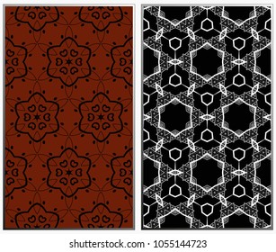 Seamless patterns set. Geometric ornaments. Abstract backgrounds. Vector illustration.