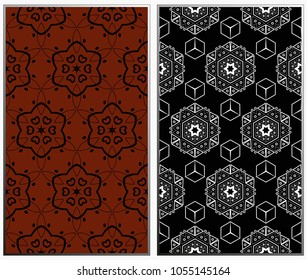 Seamless patterns set. Geometric ornaments. Abstract backgrounds. Vector illustration.