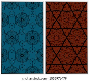 Seamless patterns set. Geometric ornaments. Abstract backgrounds. Vector illustration.