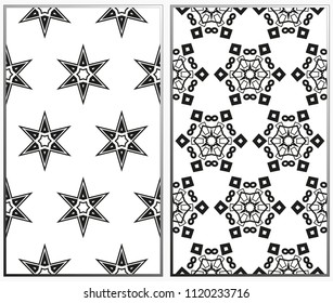 Seamless patterns set. Geometric ornaments. Abstract backgrounds. Vector illustration.