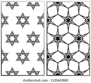 Seamless patterns set. Geometric ornaments. Abstract backgrounds. Vector illustration.