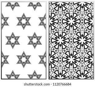 Seamless patterns set. Geometric ornaments. Abstract backgrounds. Vector illustration.