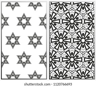Seamless patterns set. Geometric ornaments. Abstract backgrounds. Vector illustration.