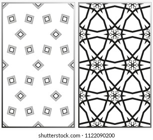 Seamless patterns set. Geometric ornaments. Abstract backgrounds. Vector illustration.