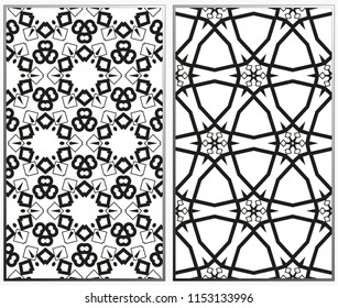 Seamless patterns set. Geometric ornaments. Abstract backgrounds. Vector illustration.