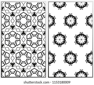 Seamless patterns set. Geometric ornaments. Abstract backgrounds. Vector illustration.
