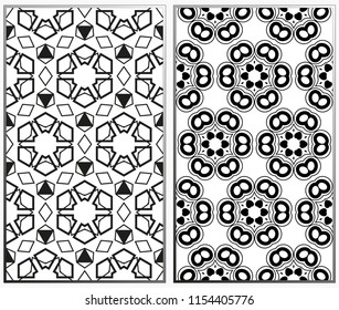 Seamless patterns set. Geometric ornaments. Abstract backgrounds. Vector illustration.