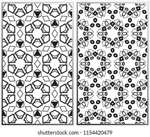 Seamless patterns set. Geometric ornaments. Abstract backgrounds. Vector illustration.