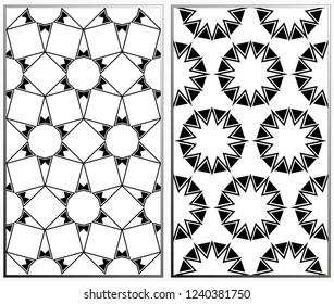 Seamless patterns set. Geometric ornaments. Abstract backgrounds. Vector illustration.