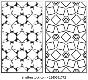 Seamless patterns set. Geometric ornaments. Abstract backgrounds. Vector illustration.