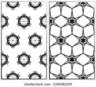 Seamless patterns set. Geometric ornaments. Abstract backgrounds. Vector illustration.