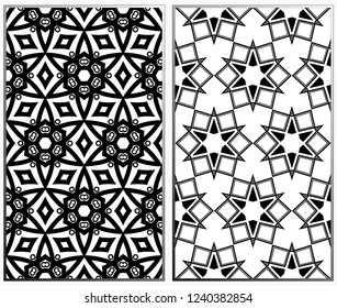Seamless patterns set. Geometric ornaments. Abstract backgrounds. Vector illustration.