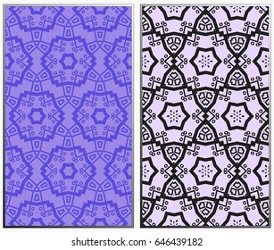 Seamless patterns set. Geometric ornaments. Abstract backgrounds. Vector illustration.